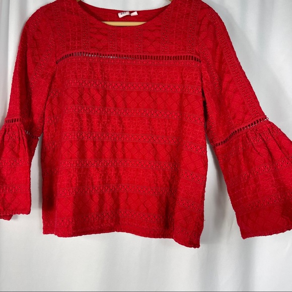 Gap Red Eyelet Bell sleeve top - Picture 8 of 8